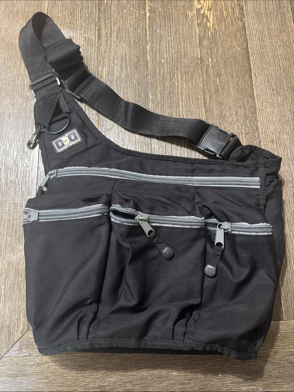 Diaper Dude Black Messenger Diaper Bag | Multi-Pocket Crossbody Baby Bag